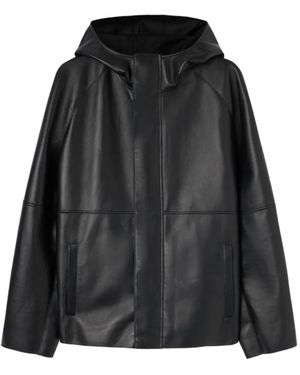 RETORI Lederjacke Mit Kapuze - Schwarz