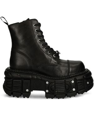 New Rock Lace-Up Platform Boots - Black