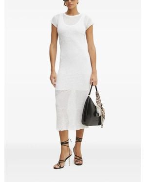 Pinko Open-Knit Midi Dress - White