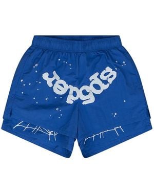 Sp5der Og Web V2 Double-Layer Shorts - Blue