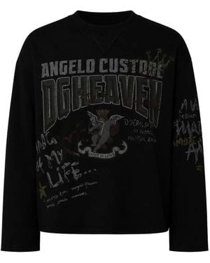 Dolce & Gabbana Graphic-Print Raw-Cut Sweater - Black