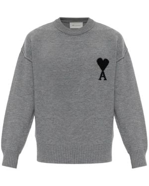 Ami Paris Ami De Coeur Sweater - Gray