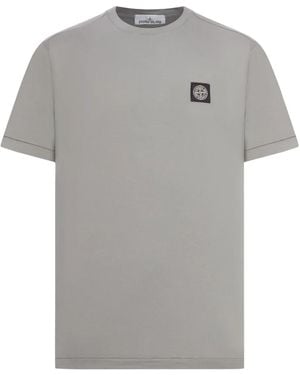 Stone Island Logo-patch cotton T-shirt - Gris