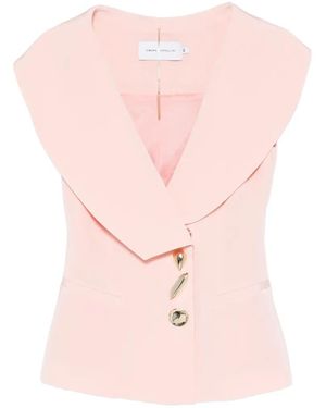SIMONA CORSELLINI Sculpted-Button Shawl-Lapel Waistcoat - Pink