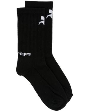 Courreges Chaussettes À Logo Intarsia - Noir
