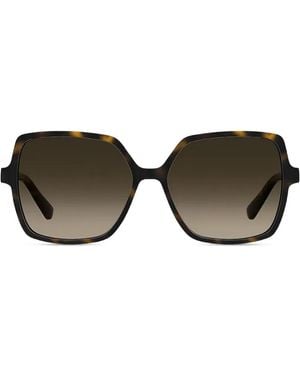 Love Moschino Tortoiseshell-Effect Geometric-Frame Sunglasses - Black