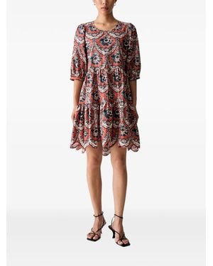 FARM Rio Floral-Print Tiered Mini Dress - Orange