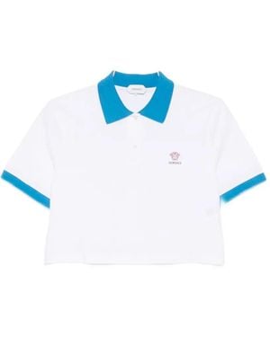 Versace Cropped Trim Polo Shirt - Blue