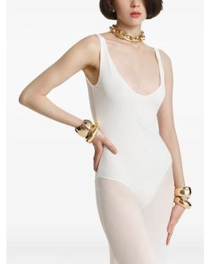 2310 STUDIO Sheer-Panelled Scoop-Neck Dress - White
