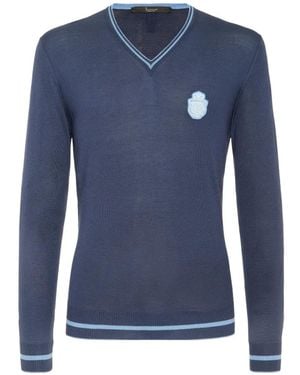 Billionaire Pull À Col V Et Blason Brodé - Blue