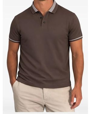 Emporio Armani Contrast-Trim Cotton-Piqué Polo Shirt - Grey