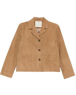 Yerse Veste En Daim À Revers Crantés - Natural