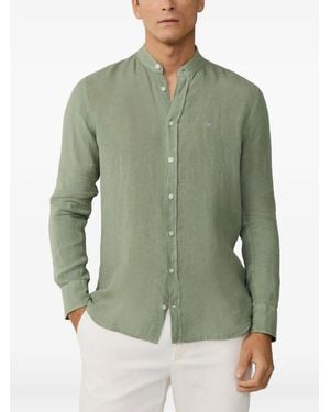 Hackett Linen Band-Collar Shirt - Green