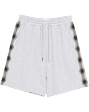 Feng Chen Wang Checked-Panel Track Shorts - White