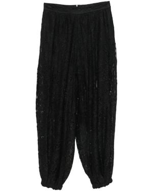 Imperial Lace-Overlay Elasticated-Cuff Pants - Black