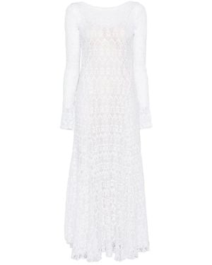forte_forte Long-Sleeves Lace Maxi Dress - White