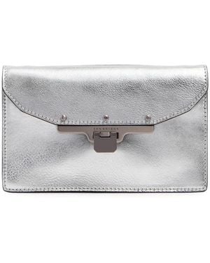 The Bridge Laminated-Leather Crossbody Bag - Gray