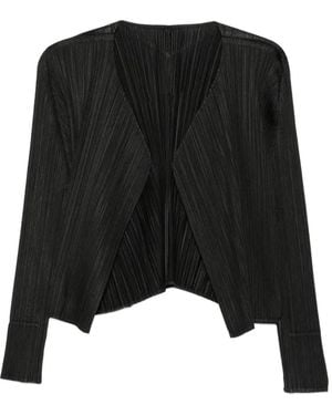 Pleats Please Issey Miyake Pleated Open-Front Cardigan - Black