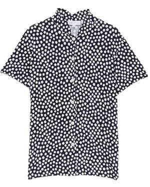agnès b. Floral-Print Officer-Collar Shirt - Blue