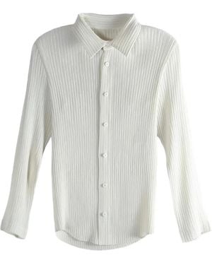 Issey Miyake Pleated Buttoned Shirt - White