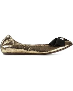 Lanvin Pearl Detail Bow Ballerinas - Metallic