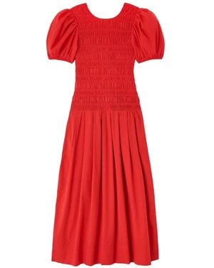Ganni Organic Cotton Midi Dress - Red