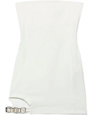 Gcds Vestido Corto Con Placa Del Logo - Blanco