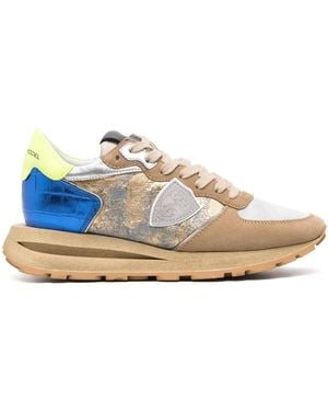 Philippe Model Panelled Leather Mesh Trainers - Blue