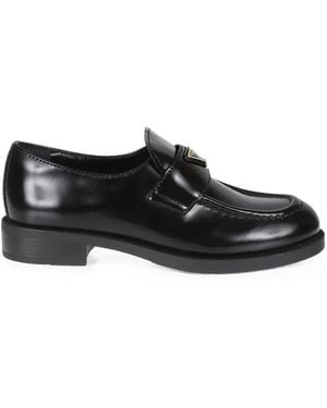 Prada Loafer Aus Gebürstetem Leder - Schwarz