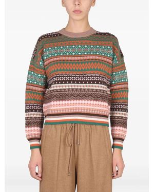 Ballantyne Patterned Long-Sleeve Jumper - Red