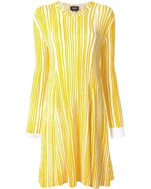 Calvin Klein Striped Pleated Dress - Yellow