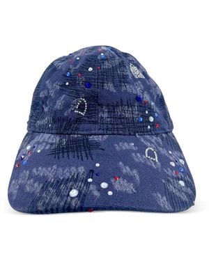 Who Decides War Crystal-Embellished Distressed Cap - Blue