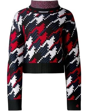 Perfect Moment Houndstooth Roll-Neck Jumper - Black
