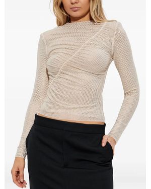 Self-Portrait Top With Shimmering Crystals - Natural
