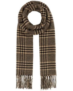 Saint Laurent Check-Pattern Fringed Scarf - Brown