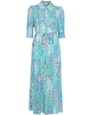 RIXO London Patchwork-Print Maxi Dress - Blue