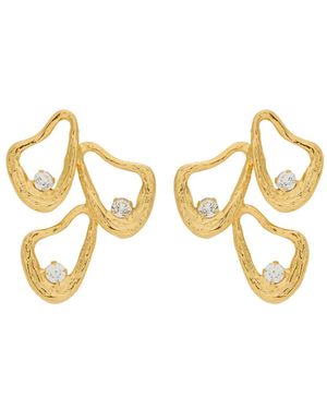 LYNYER Textured Embellished Earrings - Metallic