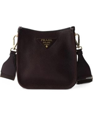 Prada Mini Leather Shoulder Bag - Black