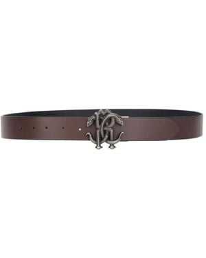 Roberto Cavalli Metallic Buckle Belt - White