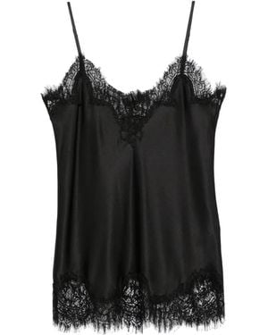 MANSPHIL V-Neck Lace-Trim Top - Black