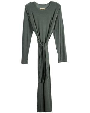 Uma Wang Knot-Detail Long-Sleeve Midi Dress - Gray