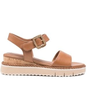 Tamaris Buckle-Fastening Platform Sandals - Brown