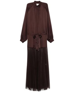 forte_forte Maxikleid Mit Transparenten Einsätzen - Braun