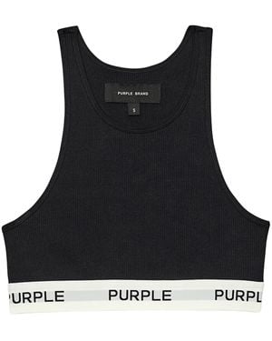 Purple Brand ロゴテープ スポーツブラ - ブラック