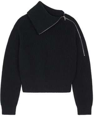 Dries Van Noten ジップ ハイネックセーター - ブルー