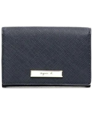 agnès b. Logo-Plaque Leather Cardholder - Blue
