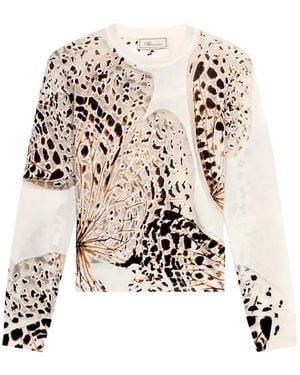 Blumarine Butterfly-Print T-Shirt - White