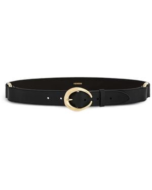 Rabanne Ring-Buckle Leather Belt - White