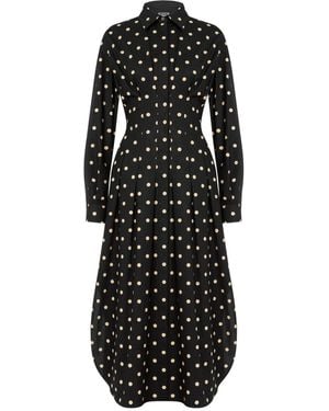 Moschino Polka-Dot Pleated Dress - Black