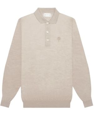 PLACE OF ELMS Long-Sleeve Logo-Embroidered Polo Shirt - White